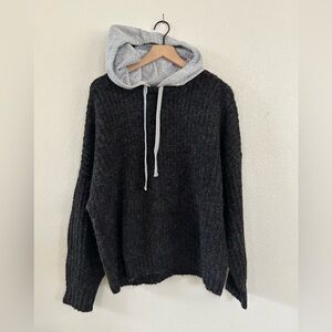 NWT Aerie Multicolor Sweater with Gray Hood